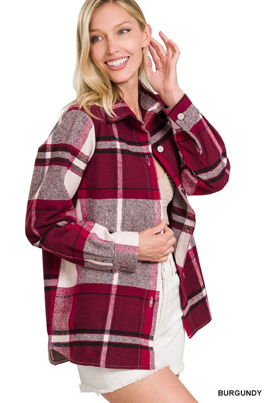 Yarn Dyed Plaid Shacket - Zenana