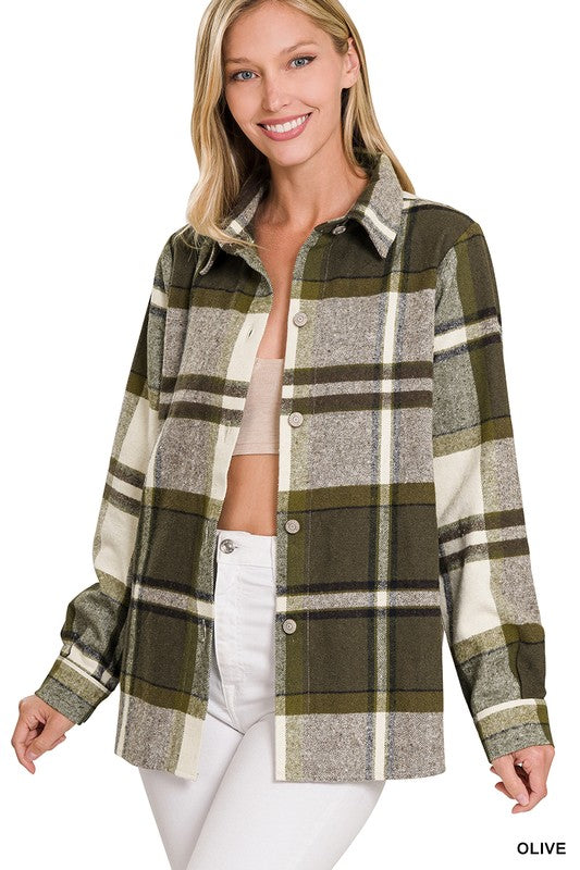 Yarn Dyed Plaid Shacket - Zenana