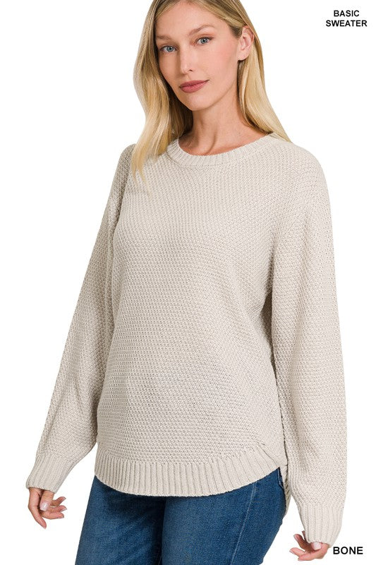 Round Neck Basic Sweater - Zenana