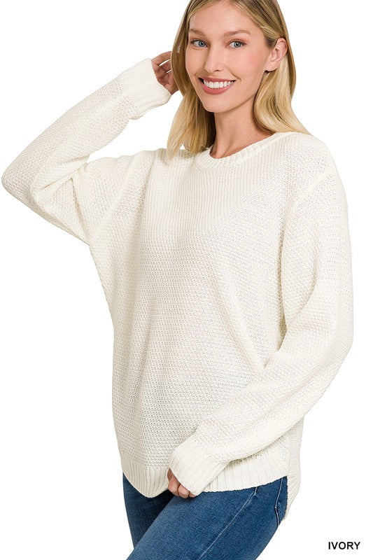 Round Neck Basic Sweater - Zenana