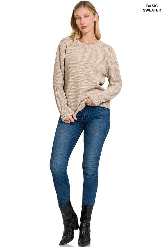 Round Neck Basic Sweater - Zenana