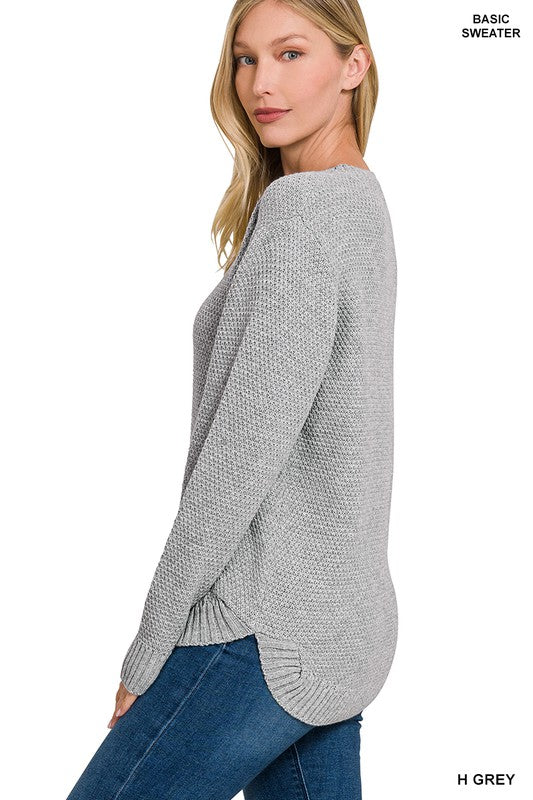 Round Neck Basic Sweater - Zenana