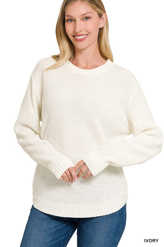 Round Neck Basic Sweater - Zenana