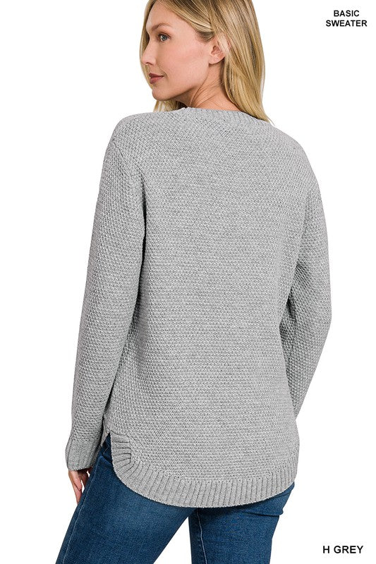 Round Neck Basic Sweater - Zenana