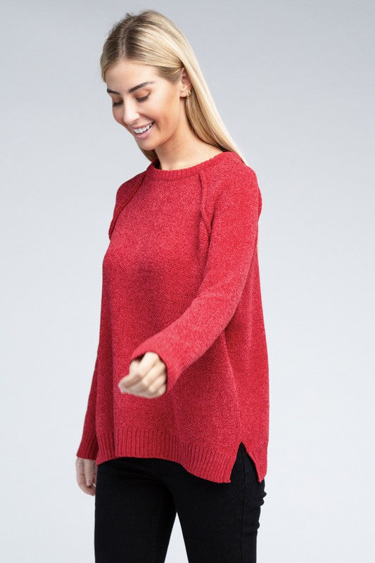 Raglan Chenille Sweater - Zenana