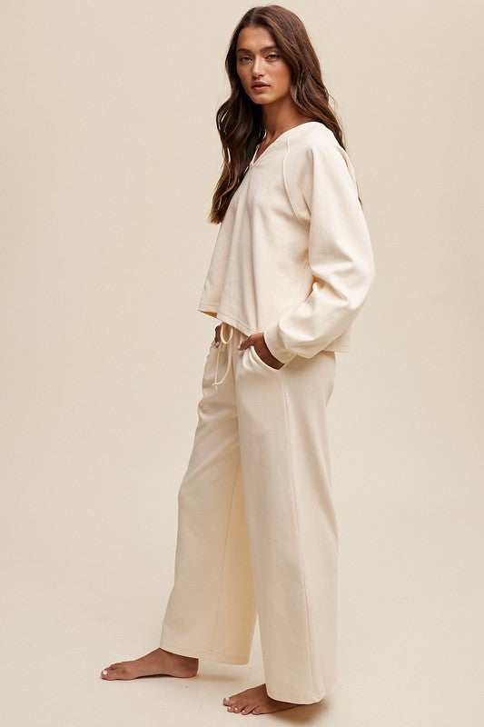 V-neck Sweatshirt and Pants Set - Listicle