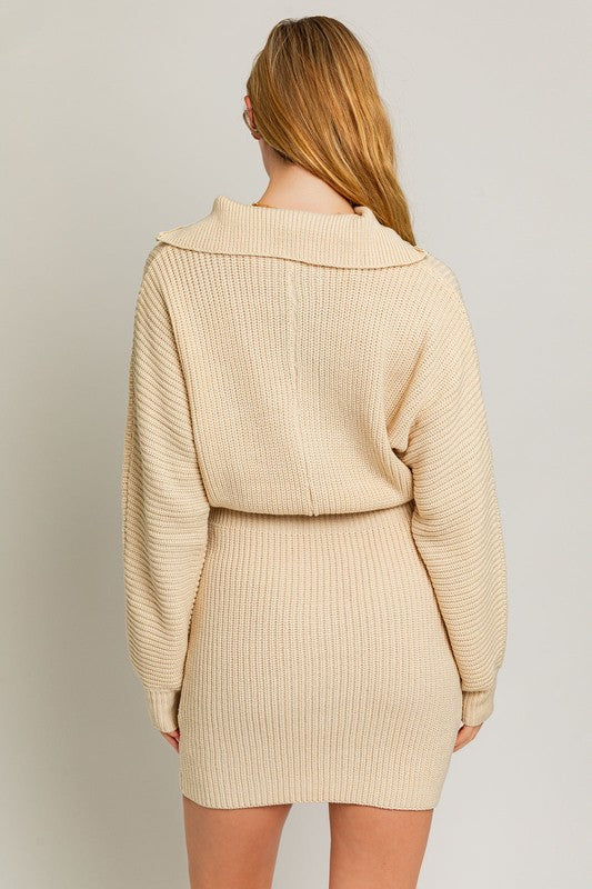 Zipper Sweater Dress - Le Lis