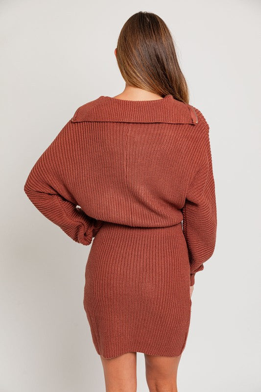 Zipper Sweater Dress - Le Lis