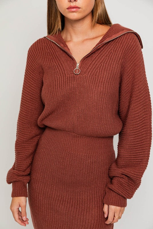 Zipper Sweater Dress - Le Lis