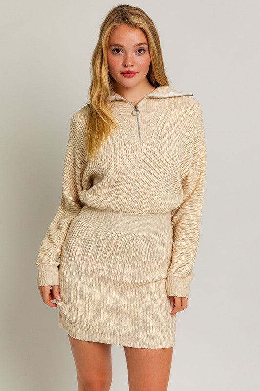 Zipper Sweater Dress - Le Lis