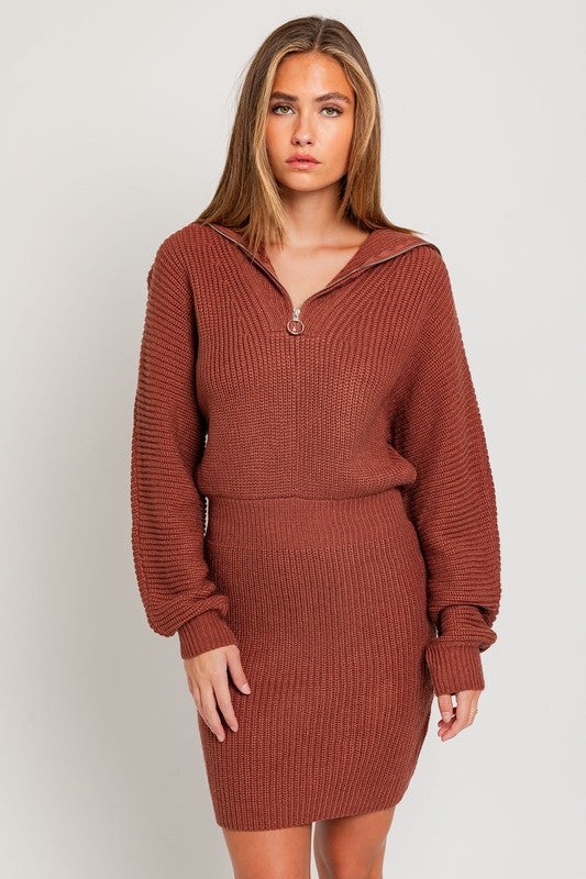 Zipper Sweater Dress - Le Lis