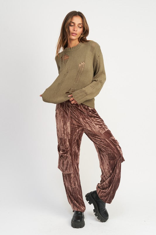 Distressed Oversized Sweater - Emory Park