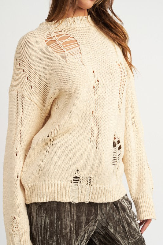 Distressed Oversized Sweater - Emory Park