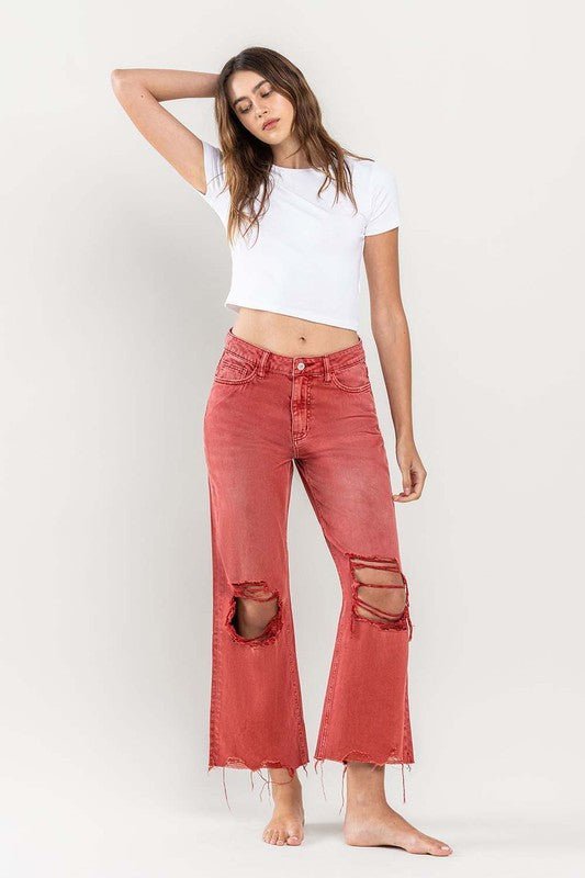 90s Vintage Crop Flare Jeans - Vervet By Flying Monkey