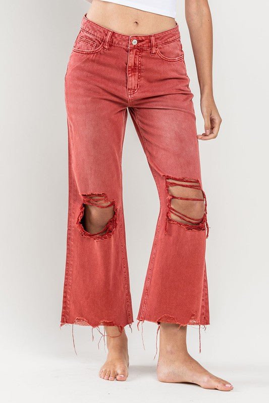 90s Vintage Crop Flare Jeans - Vervet By Flying Monkey