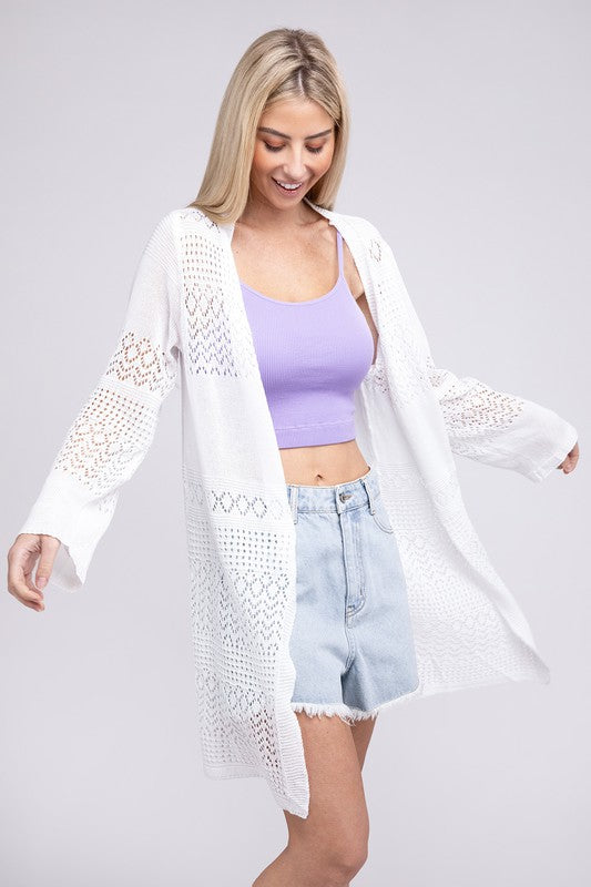 Texture Open Front Knit Cardigan - Nuvi Apparel