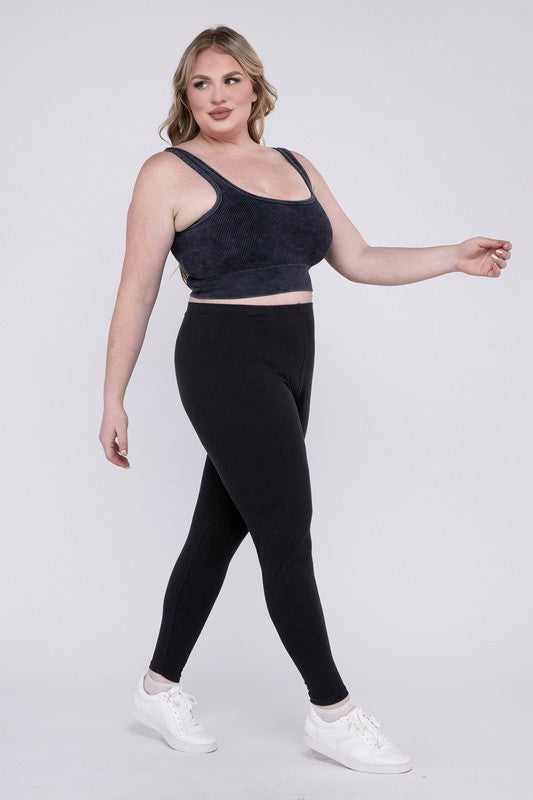 Plus Premium Cotton Full Length Leggings - Zenana