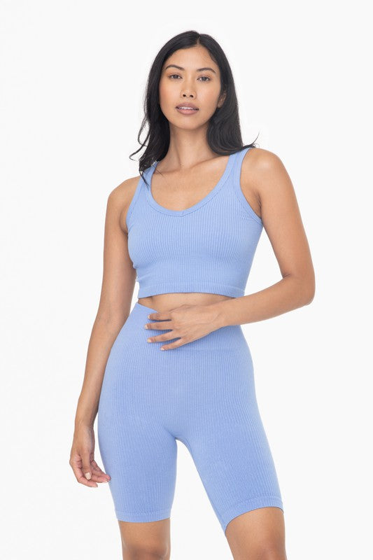 Ribbed Seamless Cropped Tank Top - Mono B