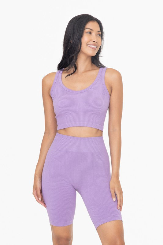 Ribbed Seamless Cropped Tank Top - Mono B