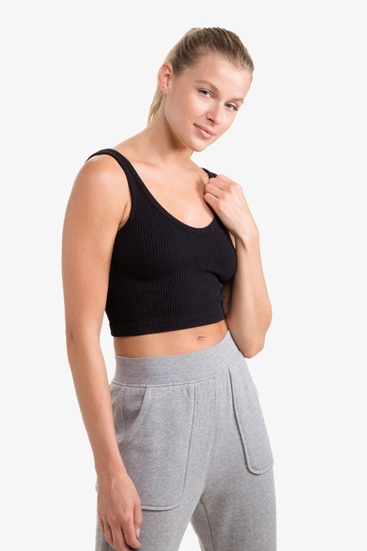 Ribbed Seamless Cropped Tank Top - Mono B