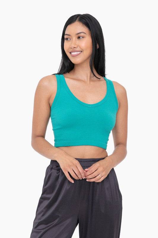 Ribbed Seamless Cropped Tank Top - Mono B