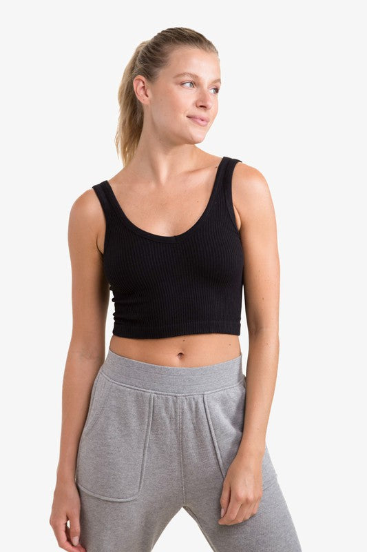 Ribbed Seamless Cropped Tank Top - Mono B