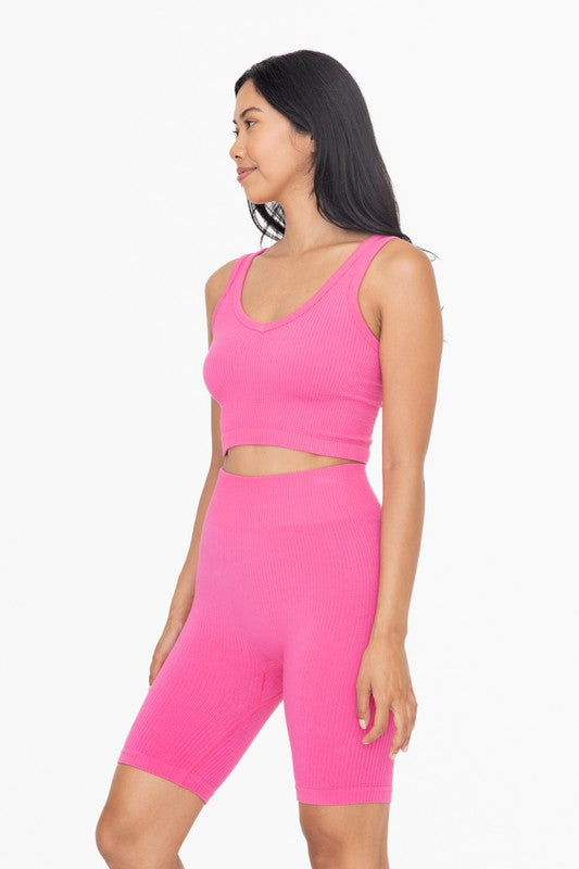 Ribbed Seamless Cropped Tank Top - Mono B