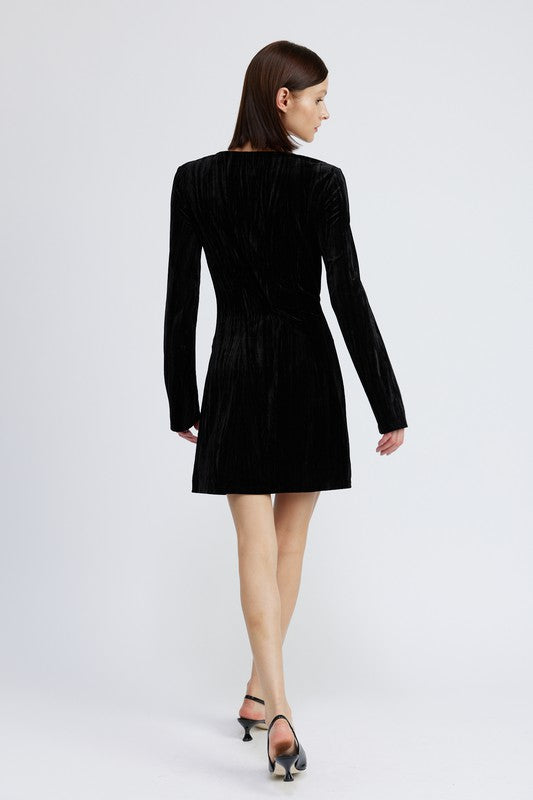 Long Sleeve Mini Suede Dress - Emory Park