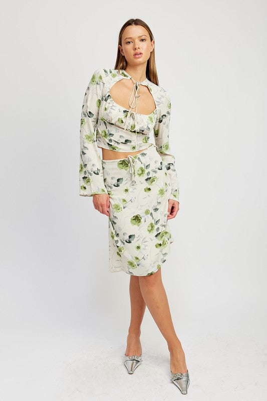 Floral Blouse With Neck Tie - Emory Park