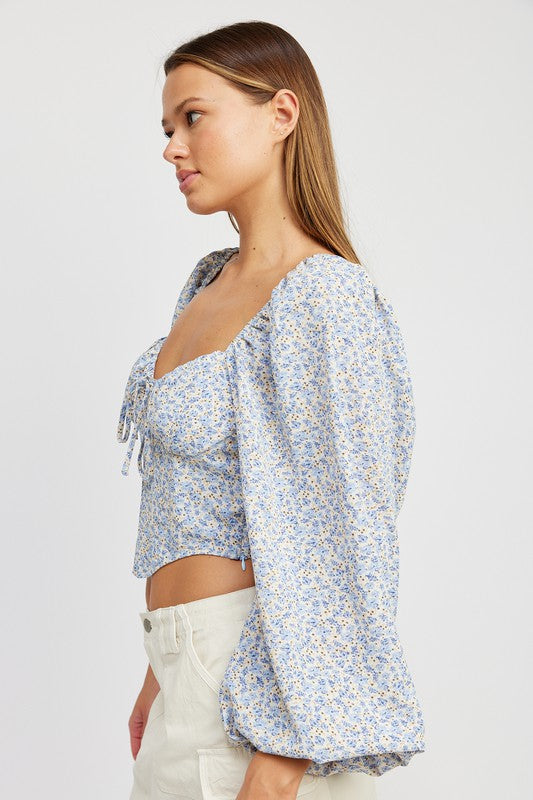 Hanky Hem Top With Bubble Sleeves - Emory Park