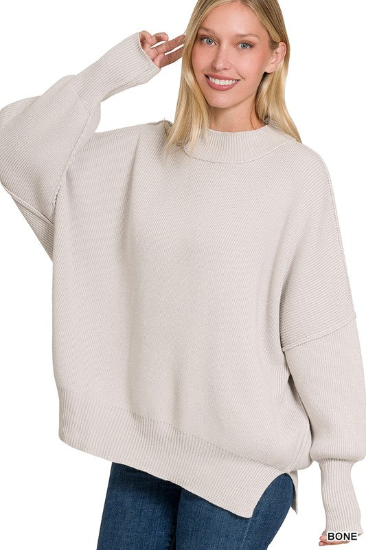 Side Slit Oversized Sweater - Zenana