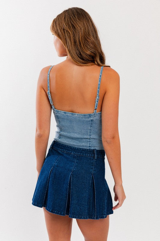 Denim Bustier Bodysuit - Le Lis