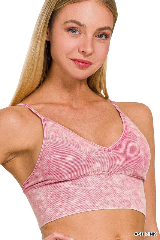 Washed Ribbed Bra Padded Tank Top - Zenana