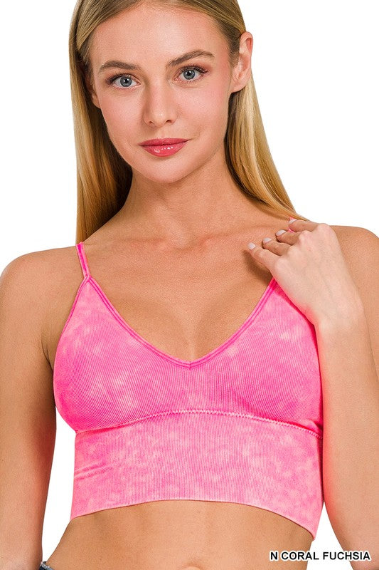 Washed Ribbed Bra Padded Tank Top - Zenana