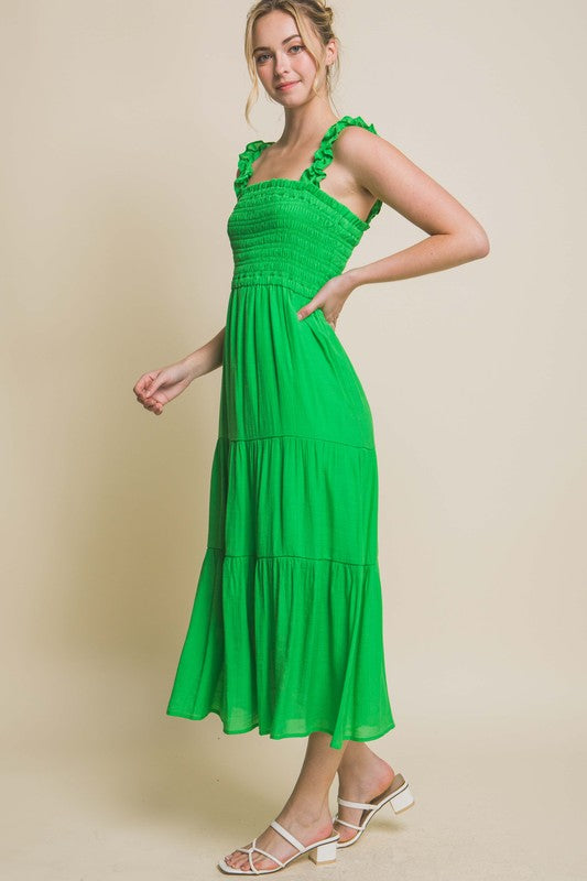 Smocked Bodice Maxi Dress - Love Tree