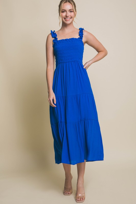 Smocked Bodice Maxi Dress - Love Tree