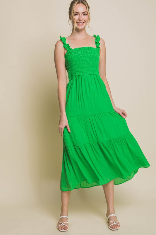 Smocked Bodice Maxi Dress - Love Tree