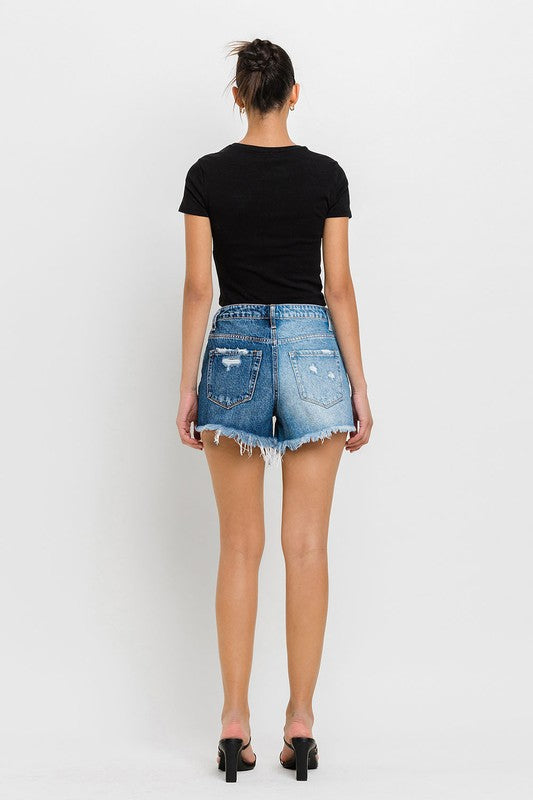 Super High Rise Two Tone Denim Shorts - Vervet By Flying Monkey