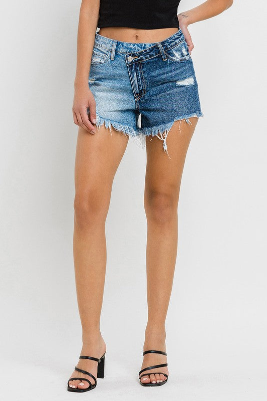 Super High Rise Two Tone Denim Shorts - Vervet By Flying Monkey