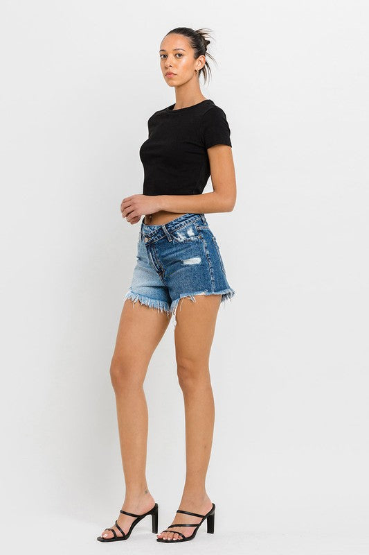 Super High Rise Two Tone Denim Shorts - Vervet By Flying Monkey