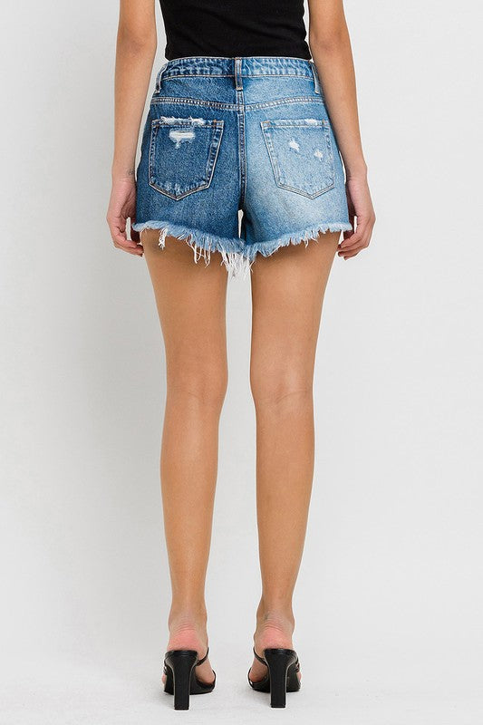 Super High Rise Two Tone Denim Shorts - Vervet By Flying Monkey