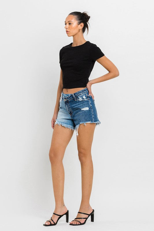 Super High Rise Two Tone Denim Shorts - Vervet By Flying Monkey