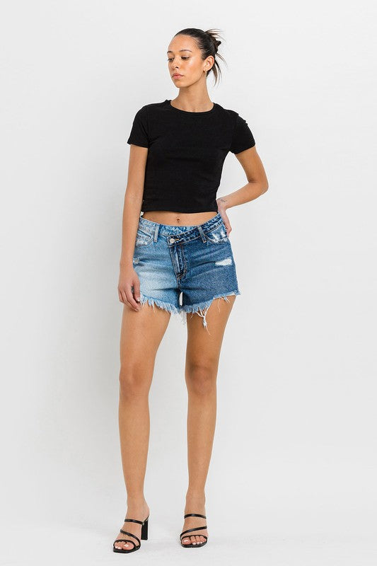 Super High Rise Two Tone Denim Shorts - Vervet By Flying Monkey