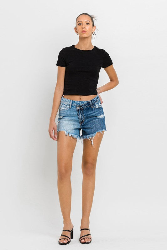 Super High Rise Two Tone Denim Shorts - Vervet By Flying Monkey