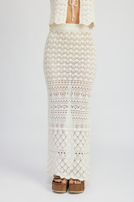 Emory Park Fitted Crochet Maxi Skirt With Slit