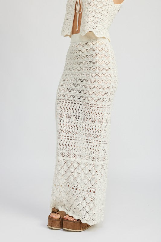 Emory Park Fitted Crochet Maxi Skirt With Slit