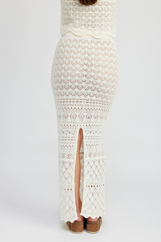 Emory Park Fitted Crochet Maxi Skirt With Slit