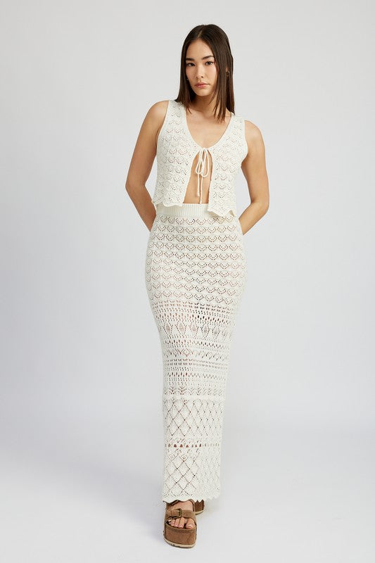 Emory Park Fitted Crochet Maxi Skirt With Slit