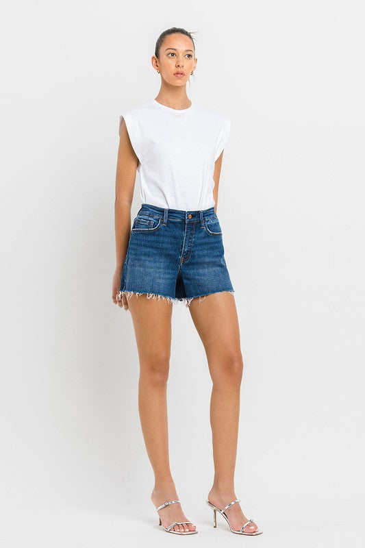 High Rise Slit Raw Hem A-Line Shorts - Vervet By Flying Monkey