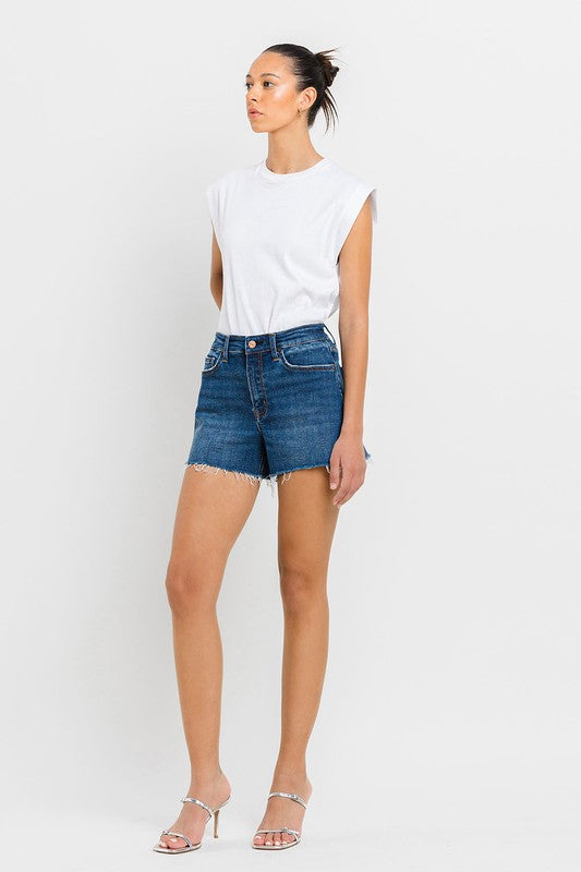 High Rise Slit Raw Hem A-Line Shorts - Vervet By Flying Monkey